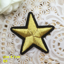 Free Shipping 10 pcs Gold color 4.1cm little star embroidered Iron On Patches garment badge Quality Appliques BX diy accessory 2024 - buy cheap