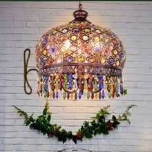 Bohemian Crystal Pendant Lamp Light, Wrought Iron Lamps Pendant Lights for Kitchen Island Dining Living Room Mediterranean 2024 - buy cheap