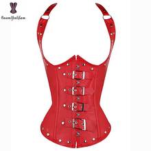 Faux Leather Steampunk Corset Sexy Women Everyday Outwear Front Buckle Closure Rivet Underbust Shoulder Strap Corselet Bustier 2024 - buy cheap