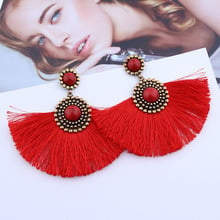 Red Tassel Earrings Female Earrings Fashion Jewelry Woman 2019 Long Vintage Statement Bohemian Round Fringe Drop Earing 2024 - buy cheap
