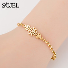 SMJEL Stainless Steel Snowflake Bracelet Gold Jewelry New Fashion Strand Bracelets Bangles for Women Christmas Spiritual Gifts 2024 - buy cheap