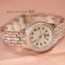 Relógio luxuoso de cristal feminino, fashion casual para mulheres, de quartzo, pulseira de strass feminino, relógio de pulso 2024 - compre barato