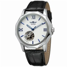 Relógio masculino esqueleto, relógio de pulso mecânico automático casual azul oceano, design geométrico transparente 2024 - compre barato