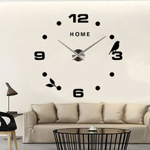 Decorative Large Wall Clock Oversize Digital Clocks for Living Room Acrylic 3D DIY Wall Sticker Birds Hanging Clock Home Letters 2024 - buy cheap