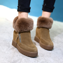 Genuine Leather Winter Boots For Women Warm Plush Shoes Hidden Heel Ladies Snow Boots 2019 Winter Woman Casual Ankle Boot Shoes 2024 - buy cheap