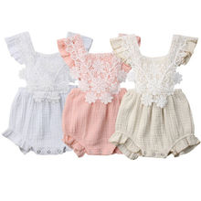 Newborn Baby Girls Lace Flying Sleeve Romper Bodysuit Jumpsuit Backless Clothes Outfits 0-18M 2024 - buy cheap