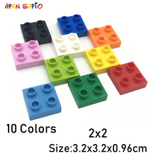 DIY строительные блоки большой размер 2X2 12 шт./лот 10 цветов Обучающие строительные блоки кирпичные игрушки для детей совместимы с LegoeING 2024 - купить недорого
