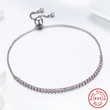 2018 nova pure 925 Sterling Silver Strand Pulseira Luminosa Pulseira De Tênis Das Mulheres de Prata Esterlina 925 Jóias 045 2024 - compre barato