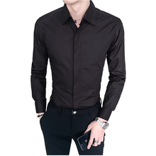 2019 Men's Fashion Casual Long-sleeved Shirt Spring and Summer New Solid Color Breathable Multi-color Shirt Slim Business Dress 2024 - buy cheap