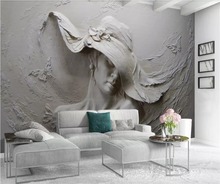 beibehang Custom Wallpaper 3D Stereo murals Embossed Gray Beauty Oil Painting Modern Abstract Art Mural Living Room 3d wallpaper 2024 - buy cheap