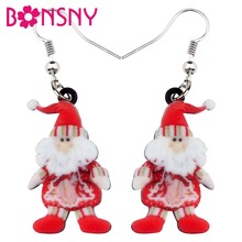 Bonsny Statement Acrylic Father Christmas Santa Claus Earrings Drop Dangle Sets Decoration Party Jewelry For Women Girls Gift 2024 - buy cheap