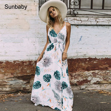 SUNbaby nursing dress Beach dress with floral print halter print v-neck dress maternity dresses Q0602 2024 - buy cheap