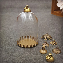 Tubo de vidro globo de bronze, 5 tamanhos 38*25mm tampa de contas com base de coroa de vidro frasco pingente fashion colar pingente cúpula de vidro 2024 - compre barato