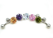 316L Surgical Steel Belly Button Ring Bar Navel Crystal Rhinestone Body Piercing White Pink Purple Cubic Zirconia 2024 - buy cheap