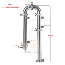 1,5 "od50.5 мм башня рефлюкса, дистиллятор, колонна для дистилляции, санитарная сталь 304 2024 - купить недорого