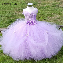 Женское платье-пачка с цветами, розовое, лавандовое детское платье для девочек, вечерние бальные платья, детское свадебное платье принцессы для девочек 2024 - купить недорого