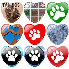 Tafree diy coração forma de vidro cabohcon animal gato cão urso pata impressão padrões pegada cúpula base capa pingente cameo configurações 2024 - compre barato