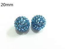 20mm 100 pçs/lote Brilhante Claro Céu Azul Resina Strass Bola Contas, Chunky Beads Para Crianças Fazer Jóia 2024 - compre barato