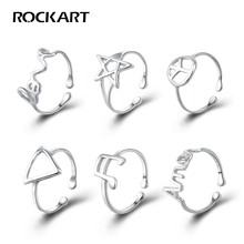 Rockart Solid Silver 925 Combination Stackable Adjustable Knuckle Rings Love Star Peace Triangle Music Amen High Quality Jewelry 2024 - buy cheap