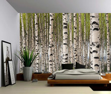 Papel tapiz fotográfico 3D personalizado, Mural de pared de bosque de abedul blanco, Mural de vinilo impermeable para sala de estar y dormitorio, decoración del hogar 2024 - compra barato