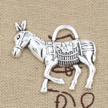 Amuletos donkey donkey 33x30mm, pingente antigo, montagem vintage, cor prata de bronze tibetano, jóias artesanais diy 2024 - compre barato