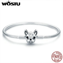 WOSTU Hot Fashion 925 Sterling Silver French Bulldog Charm Bracelet For Women Fit Original Brand DIY Beads Bangle Jewelry CQB075 2024 - buy cheap
