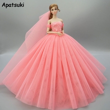 Pink Fashion Doll Clothes for Barbie Doll Wedding Dress Evening Dresses Party Gown Long Dress Outfits 1/6 Doll Accessories 2024 - buy cheap