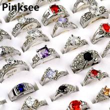 Fashion wedding rings 20pcs/lot Crystal Rhinestone Silver plated CZ Rings Mix Sizes Wholesale Charm jewelry Free Shipping 2024 - купить недорого