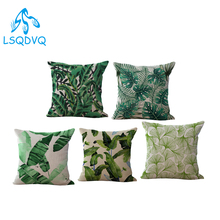 Decorative Throw Green Leaf Leaves Square Polyester Plant Polyester Sofa Home Decor Capa De Almofadas 45x45cm 2024 - buy cheap