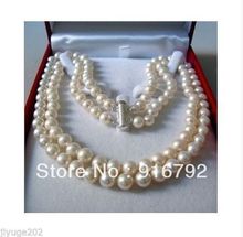Wholesale free shipping >>>>>Rare!2 Rows 7-8 MM AKOYA SALTWATER PEARL NECKLACE 17"18" 2024 - buy cheap