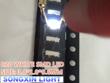 500 шт. 020 белый 3806 3810 вид сбоку SMD/SMT CW 3,8*1,0*0,6 мм 6000-9000K светильник светодиод лампы шарик 020 SMD led белый 2024 - купить недорого