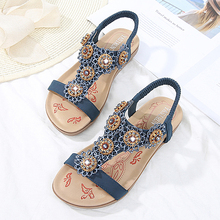 Women Sandals Summer Women Shoes 2022 Fashion Flip Flops Women Flat Sandals With Flowers Bohemian Beach Sandals Ladies Shoes 2024 - buy cheap