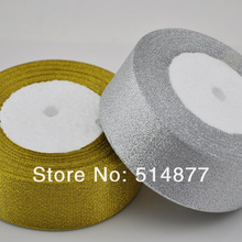 1 1/2'' (38 mm) Gold and Silver  Metallic Glitter ribbon craft/wedding 50 Y 2024 - buy cheap