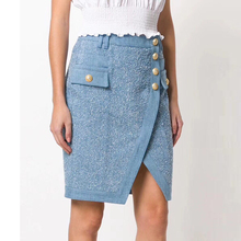 Женская джинсовая юбка с пуговицами в виде льва, ассиметричная подиумная юбка в стиле пэчворк, лето 2021 2024 - купить недорого