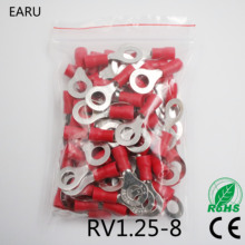 RV1.25-8 Red Circular 22-16 AWG 0.5-1.5mm2 Insulated Ring Terminal Connector Cable Wire Connector 100PCS/Pack RV1-8 RV 2024 - buy cheap