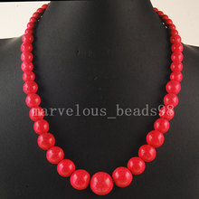 Free Shipping Beautiful jewelry  Pink Howlite Round Beads Necklace G6075 2024 - buy cheap