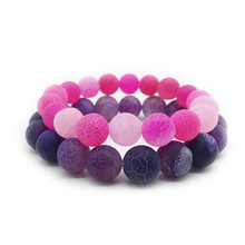 18.5cm Natural Stone Men Bracelet Hand Work purple pink Matte Buddha Beaded Bracelets Lovers Gifts Jewelry 8mm 12mm 2024 - buy cheap