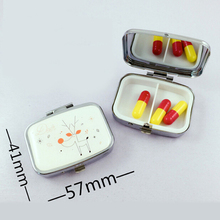 1PCS Cute Portable Metal Square Flower Print Organizer Compartment Pill Case Storage Tablet Container Medicine Box 2024 - buy cheap