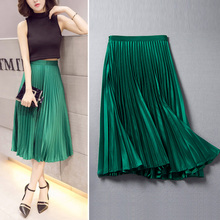 Free Shipping 2019 Fashion Women Skirt Pleated Long Mid-calf Spring And Autumn Plus Size S-2XL High Waist Skirts With Zipper 2024 - buy cheap