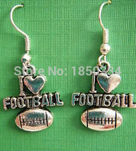 Fast shipping  50Pair Fashion I LOVE FOOTBALL Charms Pendants Sterling Dangle Earrings For Women Jewelry Z32 2024 - buy cheap