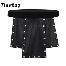 TiaoBug Mens Lingerie Novelty Soft Black Faux Leather Low Rise Metal Studded Male Kilt Underwear Skirt Sexy Men Erotic Panties 2024 - buy cheap