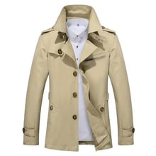 Chaqueta de otoño primavera gabardina de negocios para hombres gabardina de algodón Casual Turn-down rompevientos masculino abrigo sólido China tamaño M-5XL 2024 - compra barato