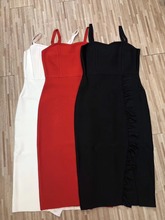 Vestido de fiesta elegante para mujer, rojo, negro, blanco, doble correa, elástico hasta la rodilla, venta al por mayor 2024 - compra barato