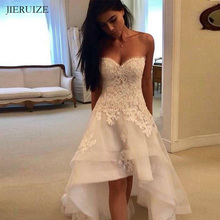 JIERUIZE-vestidos de novia blancos de encaje alto bajo, vestido de novia con forma de corazón de encaje trasero, Camisón con espalda larga 2024 - compra barato