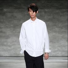 Рубашка мужская, белая, с длинным рукавом, из хлопка, с фальш-вставкой, 6xl 2024 - купить недорого