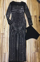 Women long Bandage Dress Luxury Sequined Details Autumn Winter Long Sleeve Sexy Black Celebrity Party Dresses 2024 - buy cheap