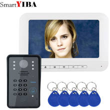 SmartYIBA видеодомофон 7 ''дюймовый монитор проводной видеодомофон дверной звонок Пароль RFID камера комплект 2024 - купить недорого