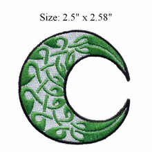 Parche bordado de Luna a rayas, 2,5 "de ancho/verde, parche de la suerte/accesorio de vestido 2024 - compra barato