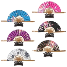 Round Circle Party Decor Gift Japanese Sakura Flower Pocket Folding Hand Fan Bamboo ribs 2024 - buy cheap