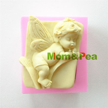 Mom&Pea 0872 Free Shipping Baby Angel Shaped Silicone Mold Soap Mold Cake Decoration Fondant Cake 3D Mold Food Grade 2024 - buy cheap